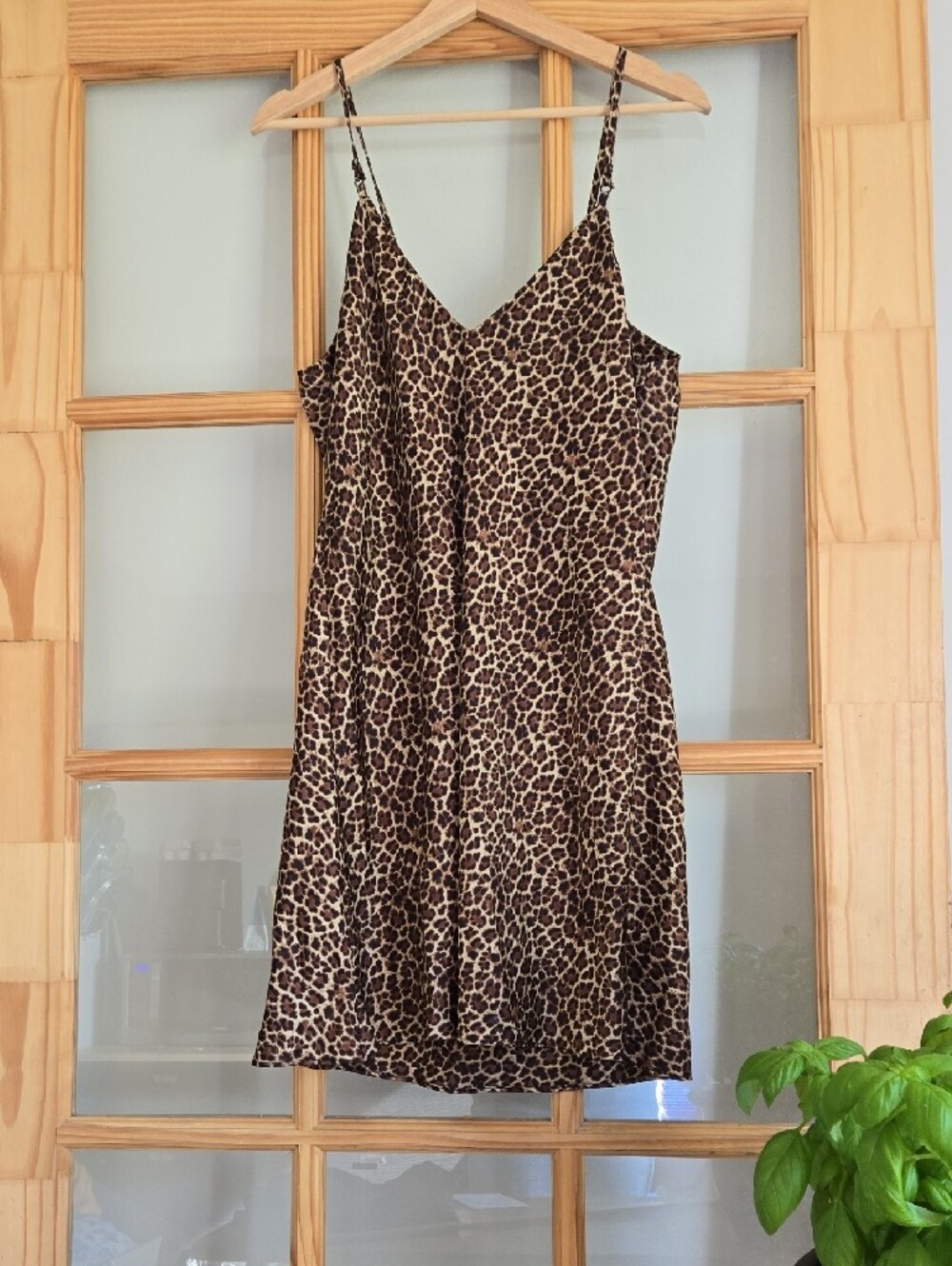 Leopard Print Slip Dress - Brown/Cream Satin Lg Evening Date Rock Goth - Picture 4 of 8